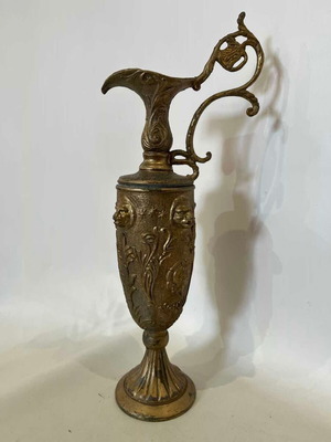 Vintage bronze decorative pitcher with baroque reliefs