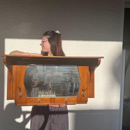Hall coat rack with antique mirror refurbished