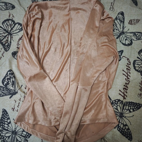 Spring draped blouse BSB like new, coral satin texture