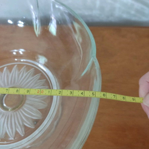 Large glass bowl with foot like new