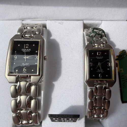 Omax His & Hers Watch Set silver, new