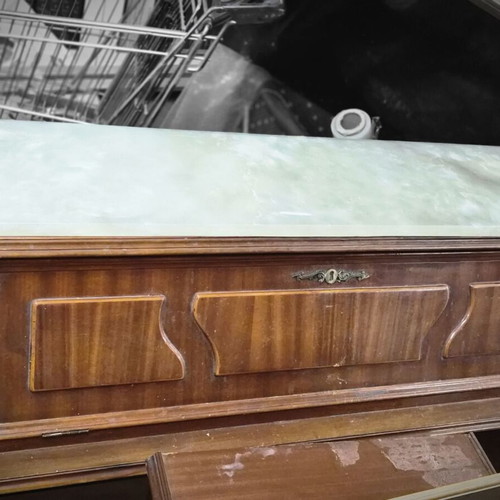 Set of 2 bedside tables, buffet and mirror with marble