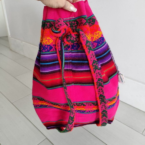Vintage backpack with 3D logo like new, pink and purple