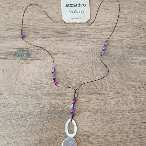 Long vintage necklace with purple beads Attrattivo new
