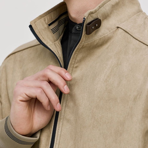 Sogo men's classic fit suede beige jacket new