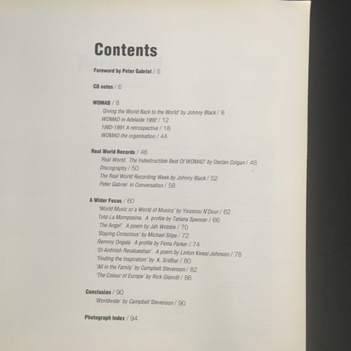 Book Worldwide Ten Years Of WOMAD 1992 Peter Gabriel used
