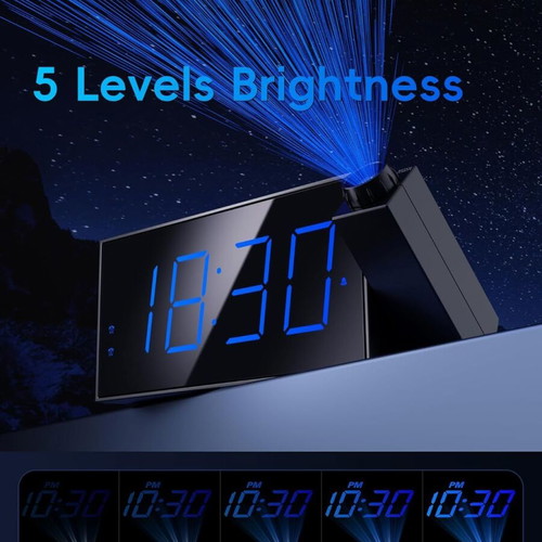 LED Clock with Projector and Dual Alarm USB Port like new