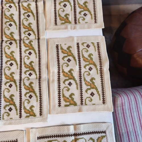 Vintage handmade set of 6 embroidered table linens