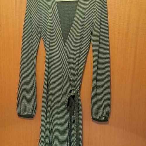 Tommy Hilfiger knitted striped wrap dress like new, gray