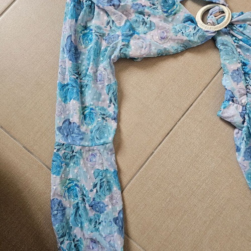 Boho dress Iraida like new, floral cut out, blue