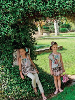 Mini Raxevsky satin off-shoulder set No5 with leopard and flowers