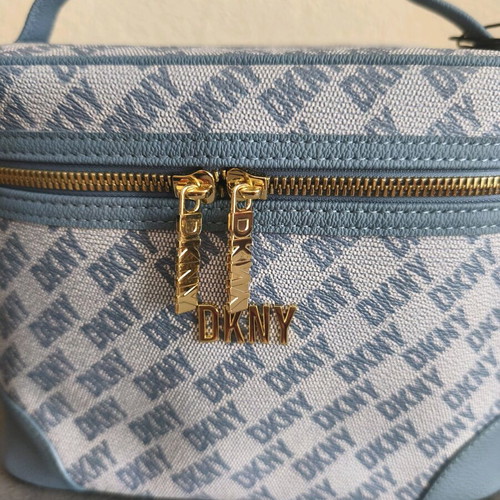 DKNY make up bag new, white and blue