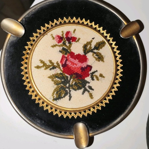 Embroidered ashtrays. Completely vintage.