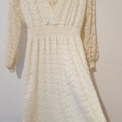 Boho lace dress beige new Anel with bell sleeves