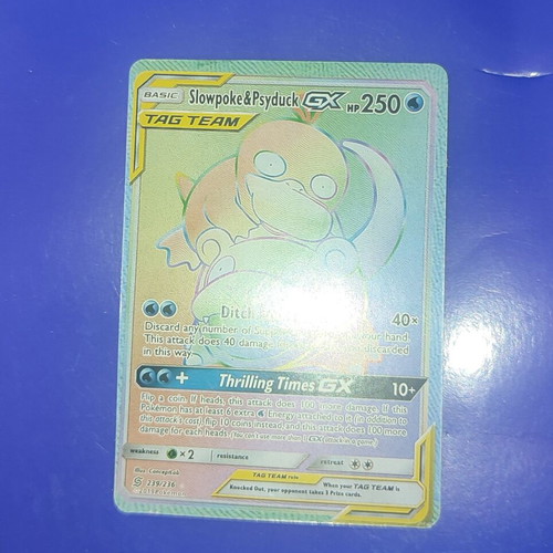 Slowpoke & Psyduck GX Rainbow Rare Card new, Unified Minds set