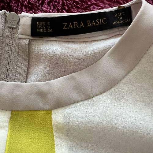 Zara formal blouse white with yellow detail, like new