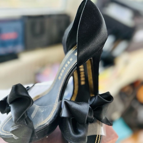 Walter Steiger satin sandals with transparency like new, black