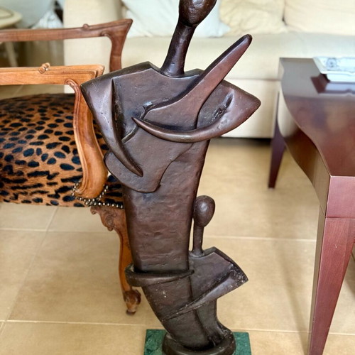 Metal sculpture with Parian marble base like new
