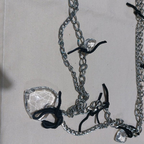 Belt necklace for women like new, black and white
