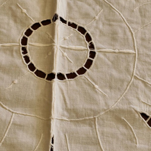 Handmade cutwork tablecloth like new 160x250