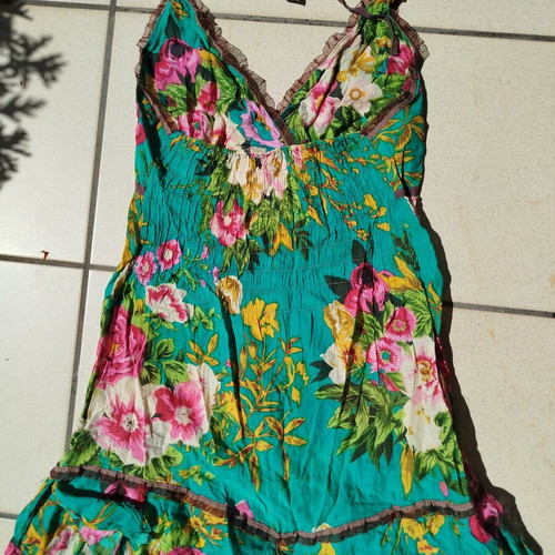 Vintage Y2K Floral Halter Mini Dress like new, fairycore boho coquette
