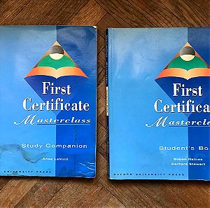2 παλαιά βιβλία αγγλικών: First Certificate Masterclass - Student Book και Study Companion.