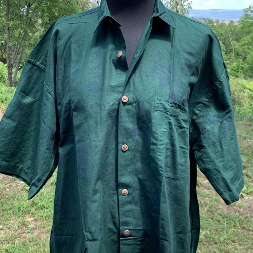 Vintage cotton shirt new with floral pattern and wooden buttons