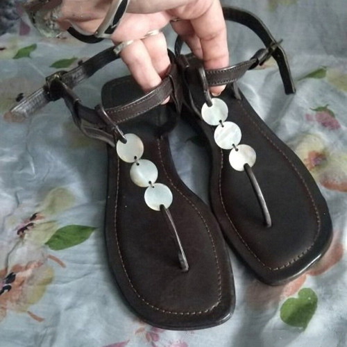 Saint Tropez sandals in natural leather with royal abalone, like new