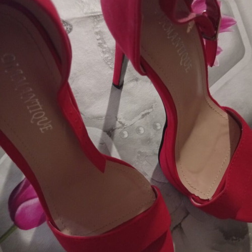 High Heeled Velvet Red Sandals size 37, new