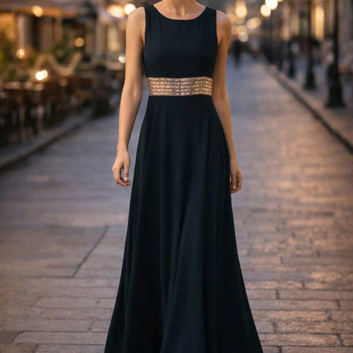 Maxi dress DK frangoulis like new, black with gold transparency, size 50