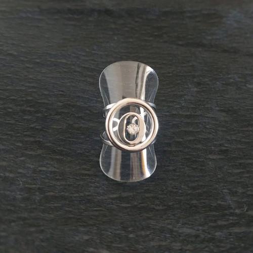 Adjustable ring new, silver stainless steel with rhinestone