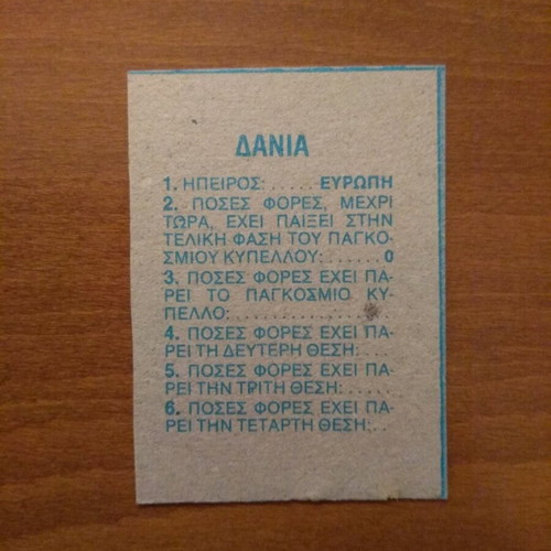 Collectible card A-14 Denmark from The 24 of the World Cup collection like new
