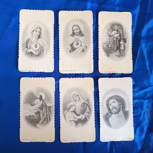 Prayer mourning cards used, set of 6 collectible religious