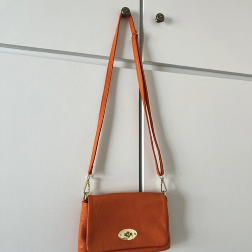 Leather cross body bag like new, orange