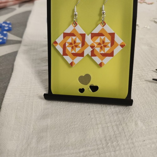 White Quilt 3DPRINTING earrings made to order