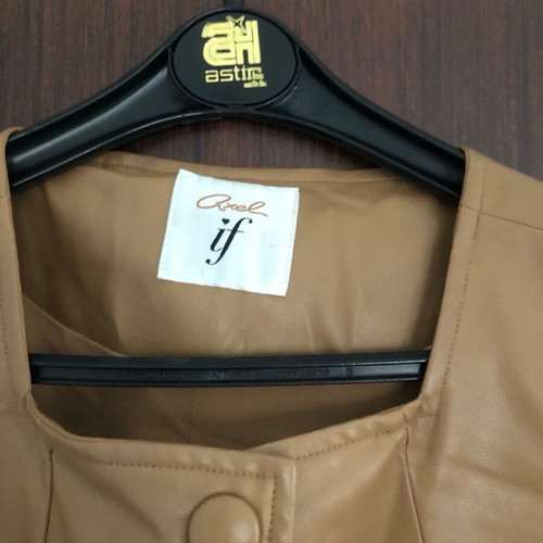 Leatherette dress-trench medium size like new, brown