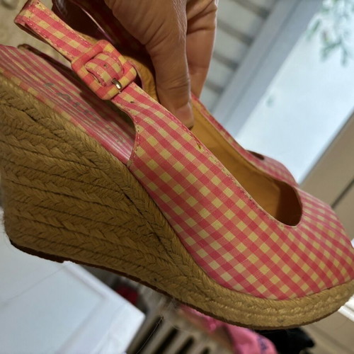 Pink Vichy platform sandals used, size 39
