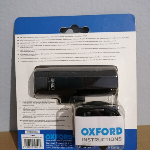 Oxford Bright Torch White Beam 40 Front Bicycle Light new