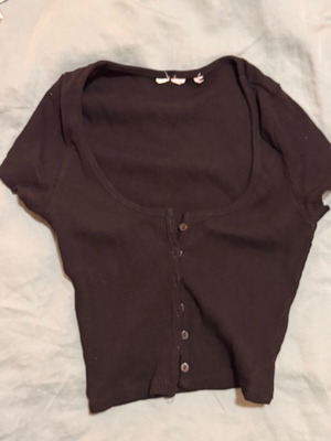 Zara top short sleeve with buttons used, black, size S