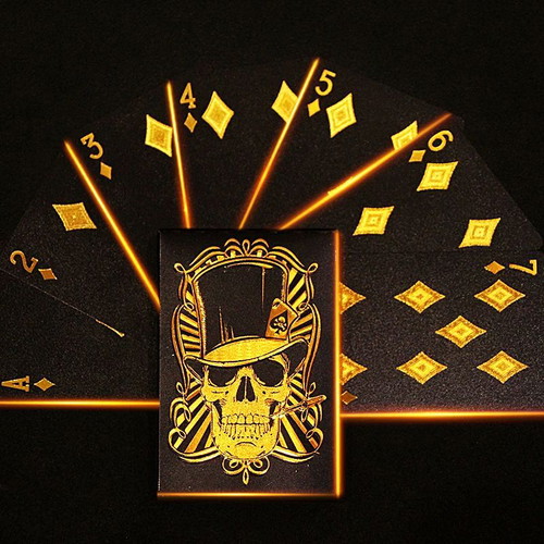 Skull playing cards new, gold with 24k coating