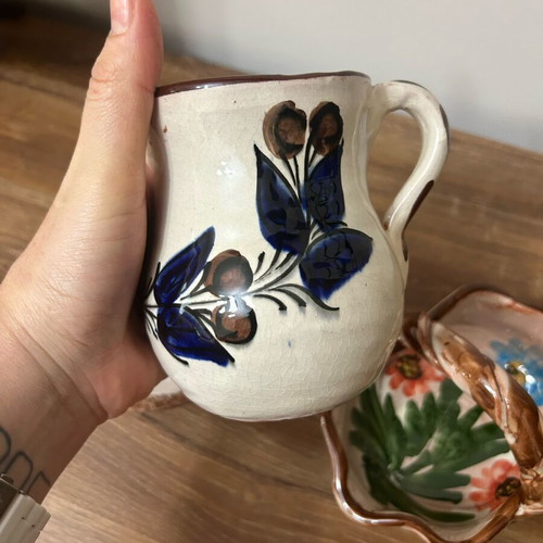 Set of 3 handmade vintage ceramics like new, handpainted