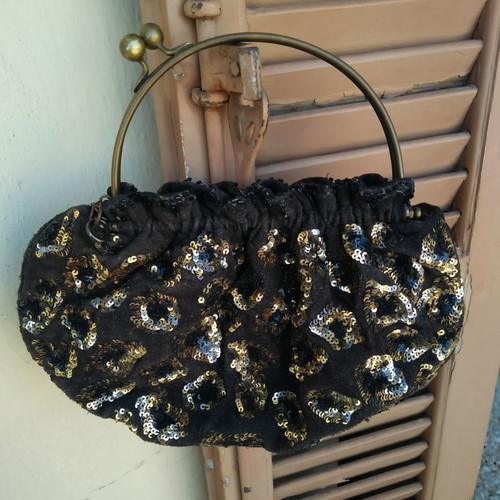 Compagnia Italiana handbag used with brown beads and gold sequins