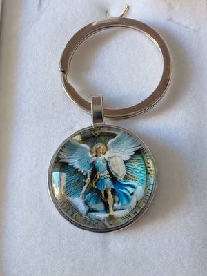 Archangel Michael Keychain new, round metal design