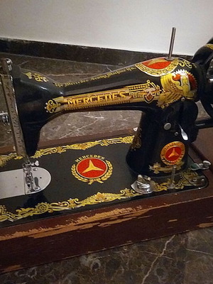Mercedes sewing machine used, vintage with wooden case