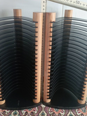 CD-DVD storage racks used, wood and plastic, 20 CDs capacity each, set of 2