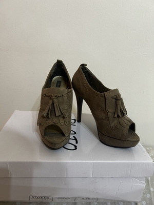 Μποτάκια peep toe νούμερο 37 σαν καινούργιο, γκρι και καφέ