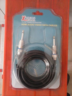 6.3mm Male Mono to 6.3mm Male Mono Audio Cable, 5m