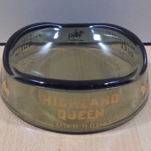 Highland Queen scotch whisky old promotional glass ashtray used