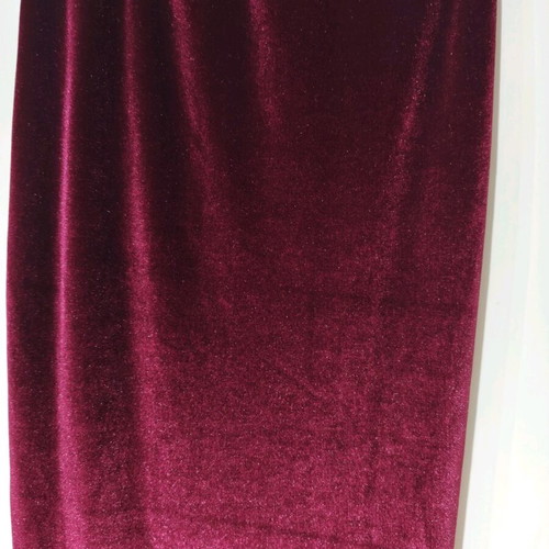 Burgundy Velvet Midi Skirt with Ruching New XS