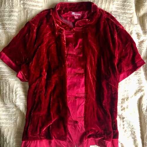 Velvet Monsoon shirt Chinese style like new, red XL